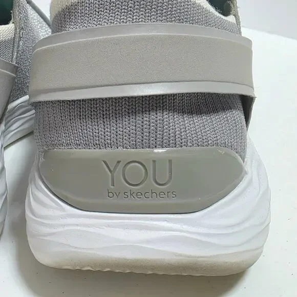 Skechers You Inspire Slip-On Walking Shoe Sneaker Womens 8.5 Gray Faux Lace Up - Picture 7 of 15